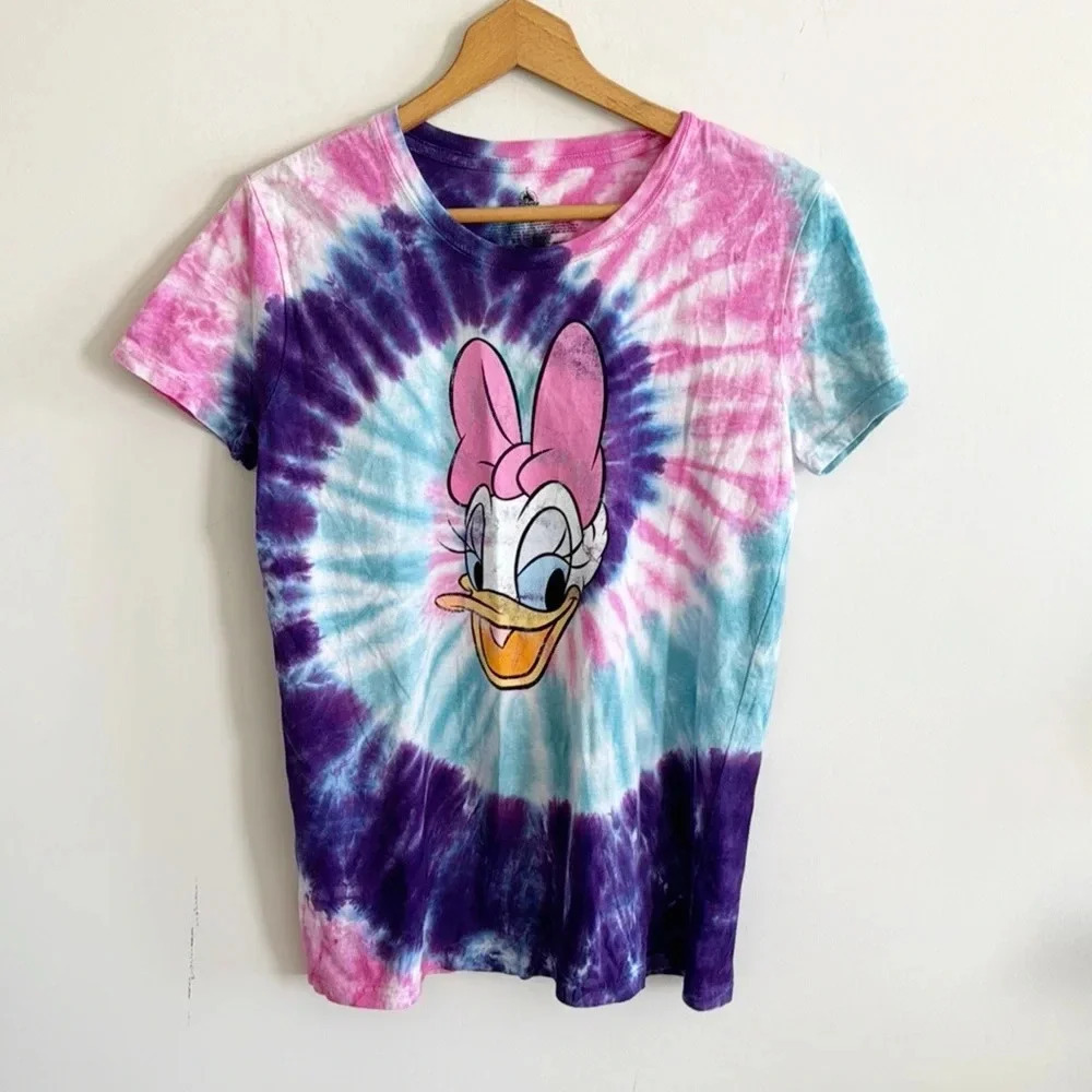 Disney Parks pink Daisy Duck Tie Dye T-Shirt top oversized size small